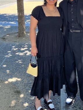 OPT Black square neck puff dress (sz S/M)